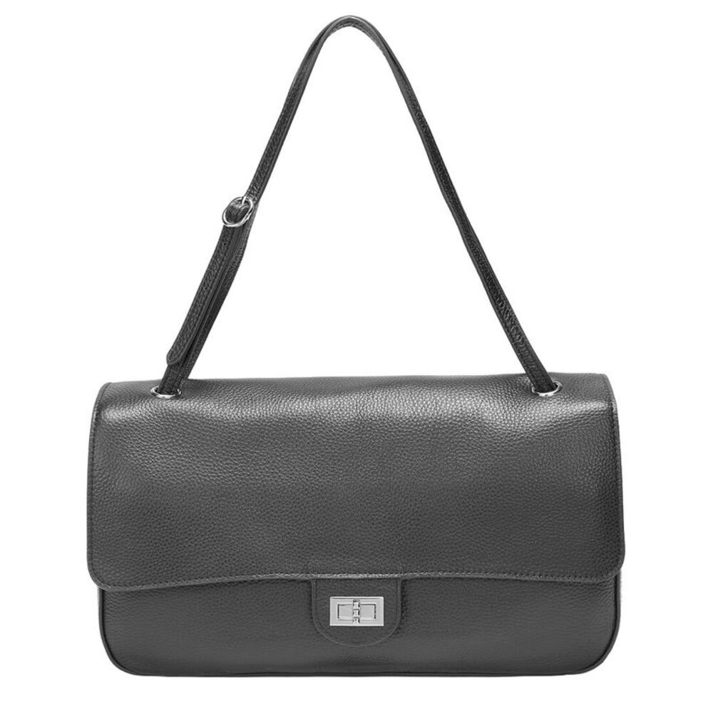 Tiffany & Fred Paris 33Cm Leather Flap Tote, Black